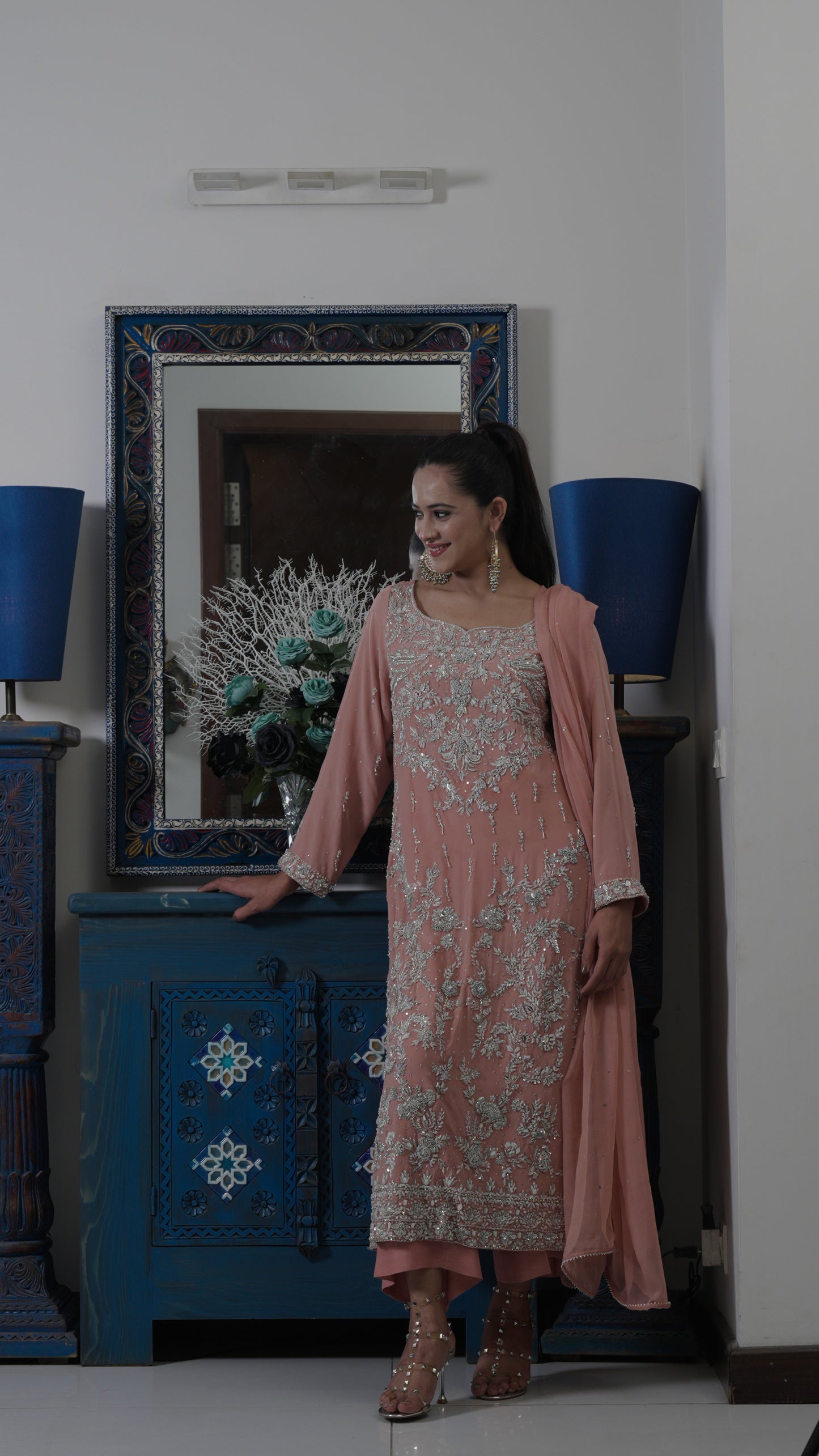 Dusty Pink Heavy suit for Pakistani/South Asian weddings in USA