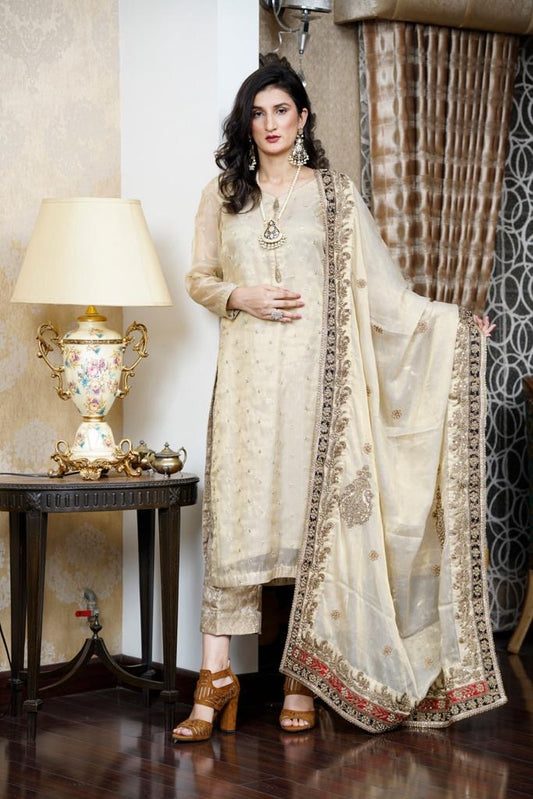 Dull Gold outfit with Marori work